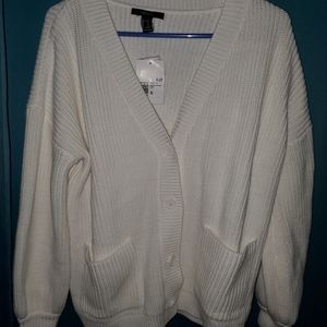 Forever 21 button cardigan white xs